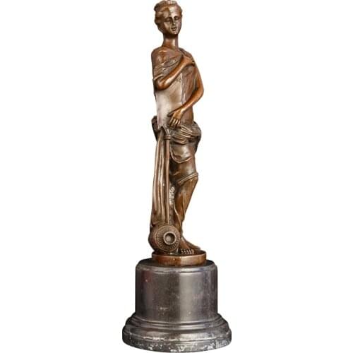 Ivorique DS-424 European Lady Bronze Art Famous Bathing Woman Statue Sculpture Beautiful Lady Bath Figurines For Livingroom Deco
