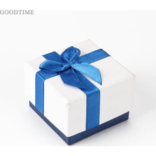 Exquisite Gift Boxes For Jewelry Earrings Rings Display Package Boxes 24pcs/Lot Cross Flower Blue Ribbon Jewelry Boxes Packaging