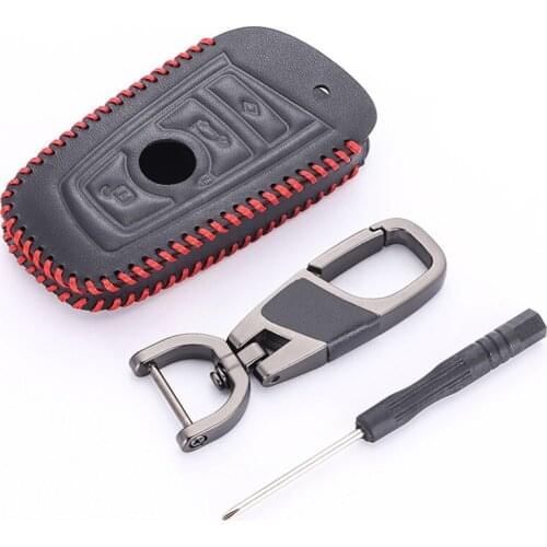 Leather Car Key Case Keychain For BMW F45 G30 G32 X4 X5 Series Smart Keyless Remote Control Fob Cover Holder Protector Accessory
