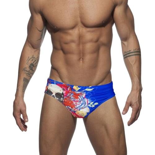 Swimwear Men Sexy Skull Floral Swimsuit Brief Swimming Briefs Trunks Shorts Mens Underwear Jammers Panties Male Beach Bikini
