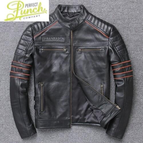 Fur Mens Jacket Real Coat Cow Leather Spring and Autumn Punk Style Short Slim No Cool 2021 Hot 740 PWX56