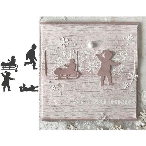 Metal cutting dies winter boys girls playing sence mold Scrapbook cards making paper craft knife mould blade punch new 2019
