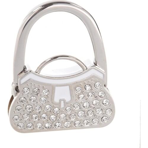 Metal Rhinestone Folding Handbag Purse Table Hook Hanger Holder