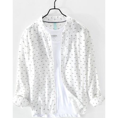 Z144 Spring/Summer new mens casual long-sleeved shredded cotton shirt jacket with a hairdo