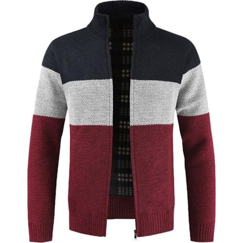 Mens Sweaters Cardigan Coats Autumn Winter Warm Cashmere Faux Wool Zipper Sweaters Jacket Casual Knitwear Patchwork Sweatercoat