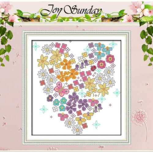 Heart-shaped flowers Patterns Counted Cross Stitch 11CT 14CT Cross Stitch Set Wholesale Cross-stitch Kit Embroidery Needlework