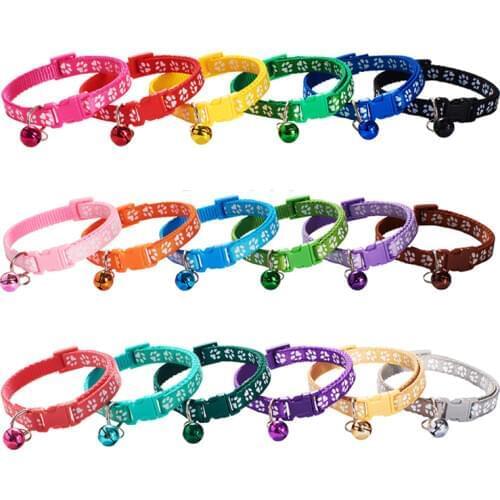 6Styles Cats Bells Collars Sets Nylon Buckles Fashion Reflective Leopard/Bow Tie/Dog Paw/Cat Head Pattern Pet Collars Supplies