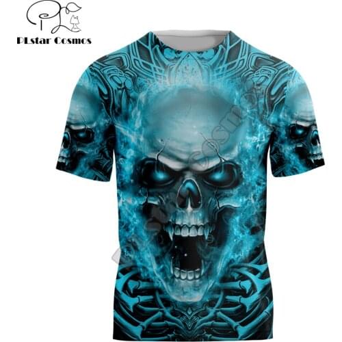 2022 Summer new Cool Hipster Men t-shirt Halloween Horror Skull 3D Printing Short sleeve T shirt Unisex Casual tops TX220