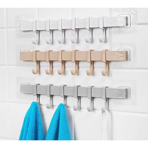 New Multifunction Storage Hook Holder 6 Hooks Wall Door Holder Hanger Rack For Spoon Scoop Bathroom Kitchen Accessories Organize