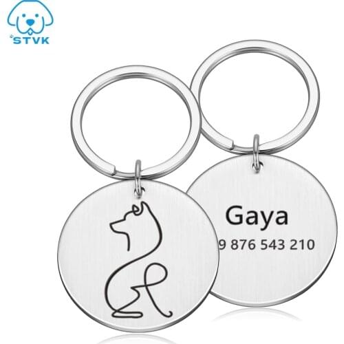 Personalized Dog Tag Stainless Steel Name Free Engraved ID Tags for Dog Collar Anti-Lost Pet Nameplate Pendant for Kitten Puppy