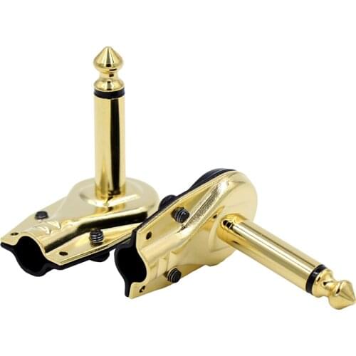 6.35/6.5mm 2 Pole Right Angle Guitar Effect Pedal Connector Mono Amplifier Microphone Jack Plug DIY Welding Audio Plug
