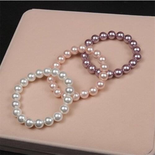 Elegant White Pink Purple 10 mm Diameter Freshwater Pearl Bracelet for Women Men Girls Teen Romantic Pearls Bracelets 2021 Trend