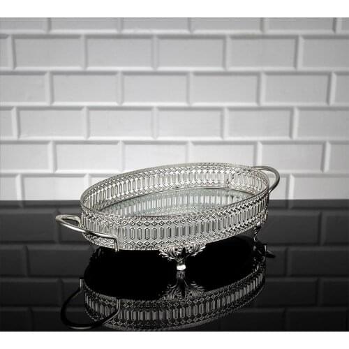 Serving Tray Luxury Service Plate Golden Silver Oval Big Small Turkish Arabic Oriental Eastern