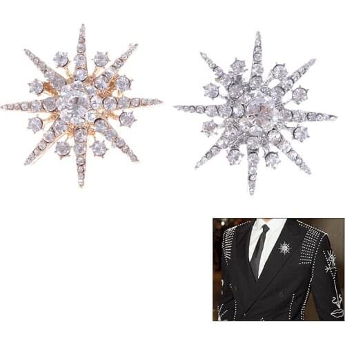 Silver Wedding Snowflake Diamante Brooch Rhinestone Crystal Broach Pin Xmas Gift For Man Women