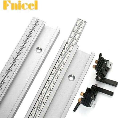 Chute T Track with Scale Aluminum Alloy T-tracks Slot Miter Track Stopper 300-800mm Woodworking Saw Table Workbench DIY Tools