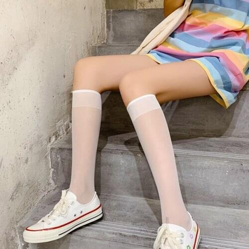 Ultrathin Silk stockings Nylon for ladies Black White Summer and autumn women‘s socks girls Skinny legs over the knee thigh