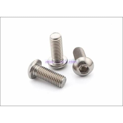 50pcs/Lot Metric Thread ISO7380 M6 Stainless Steel Button Head Hex Socket Cap Screws Bolts Brand New