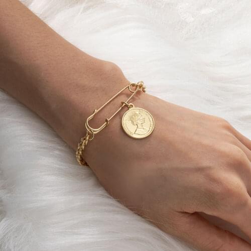 Womens Bracelets Bohemian Gold Badge Bracelets for Women Fashion Pendent Beaded Chain Bracelets Men Bracelet Bangles Jewelry