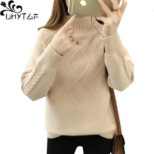 UHYTGF On sale autumn winter Knit Turtleneck Sweater Women Casual Soft Jumper Fashion Slim Femme Elasticity sweater Pullover 220