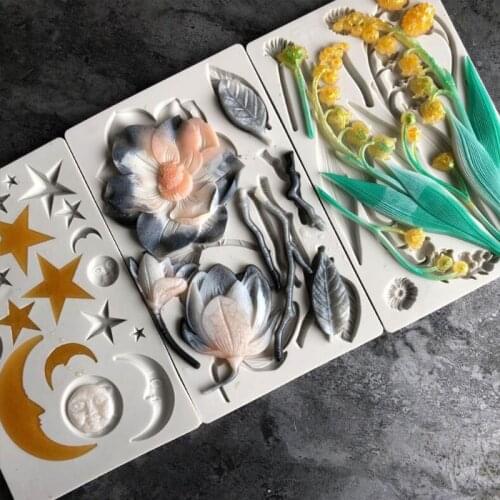 Stars Moon Clouds Flower Shapes Silicone Sugarcraft Mold, Fondant Cake Decorating Tools Bakeware