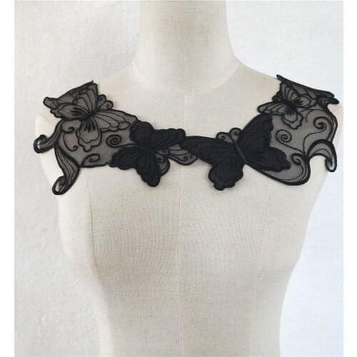 Design black and white lace collar sewing applique embroidery DIY clothing craft supplies material accessories 1 piece for sale