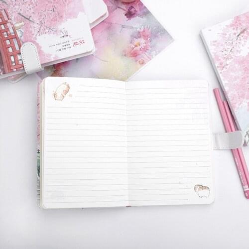 1 pcs 2019 new cherry blossom pink blue A5 loose-leaf planner artificial leather notebook diary diary