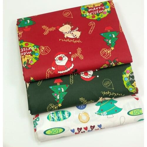 160x50cm Christmas Tree Santa Claus Twill Cotton Sewing Fabric Making Bedding Handmade DIY Home Decoration Cloth