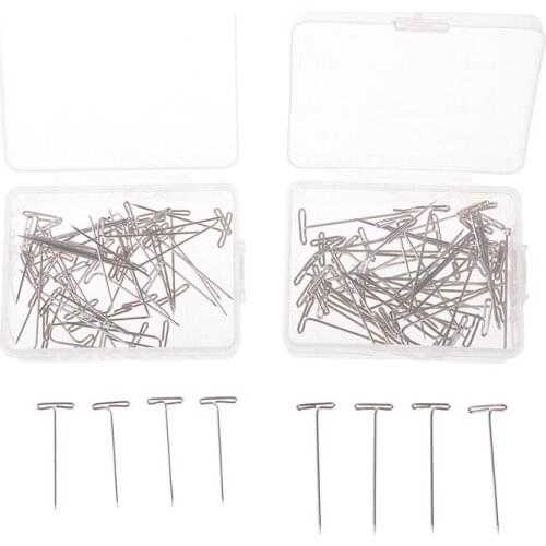 50Pcs/case T Pins For Holding Wigs Hair Extender Wig Making Blocking Knitting Modelling And Crafts T-Pins 32/38mm