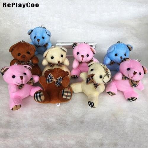 50PCS/LOT Mini Teddy Bear Stuffed Plush Toys 9cm Small Bear Stuffed Toys Multicolor pelucia Pendant Kids Birthday Gift HMR047