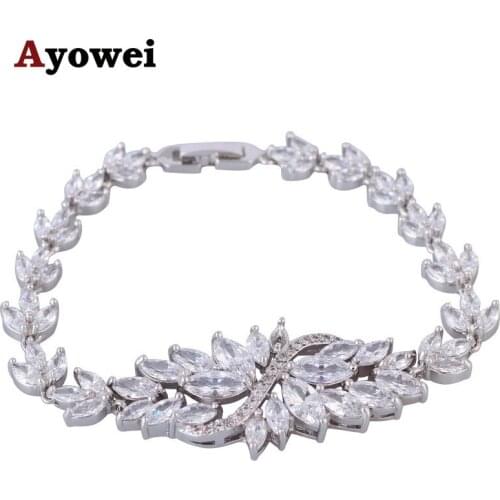 Nobby Zircon Charm Bracelets for Women Permanent Light White Crystal White Gold Plate Health Fashion Jewelry TB1053A