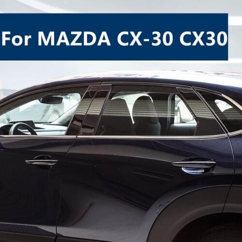 For Mazda CX-30 CX30 Black Titanium Mirror trim Car Window BC Column sequins Stirps Cover Stickers Modification Decoration