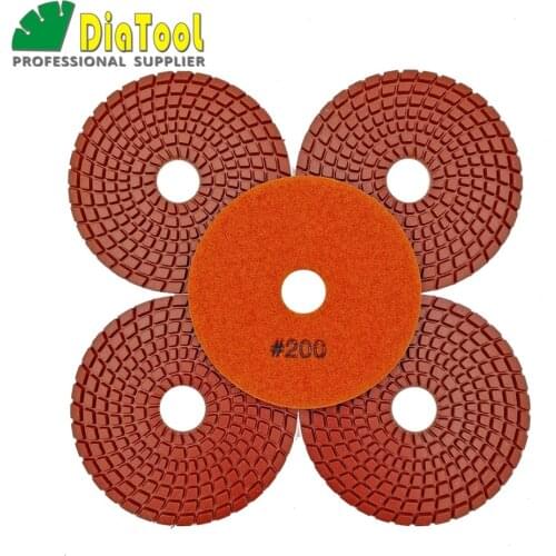 DIAOOL 5pcs 4" #200 Spiral turbo type Diamond Flexible wet polishing pads for stone,ceramic Sanding discs Premium quality 100mm