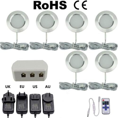 Dimmable 3W Under Cabinet Lights Puck Light Aluminum Shelf Kitchen Closet Lamps LED Closet Lighting Showcase Counter Night Lamp