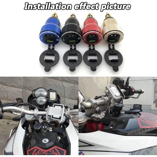 DIN Hella QC3.0 Dual USB Motorcycle Charger Plug Socket Cigarette Lighter Adapter LED Display For BMW F800GS R1250GS R1200GS/RT