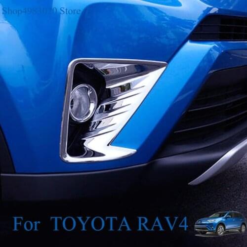 For Toyota RAV4 2016 2017 2018 Car Front Fog Light Lamp Cover Stickers Molding Bezel Styling Chrome ABS Accessories 2pcs/set