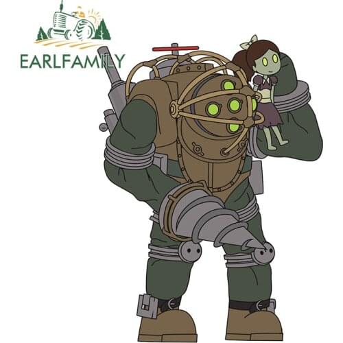 EARLFAMILY 13cm x 9.8cm for Big Daddy Little Sister Cartoon Bioshock Car Sticker Sunscreen Surfboard Decal Trunk Vinyl Car Wrap