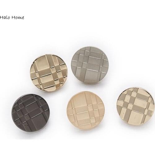Halo Home 5pcs Grid Round Metal Buttons Sewing Scrapbooking Jacket Blazer Sweaters Gift Crafts Handwork Clothing Headwear 15mm