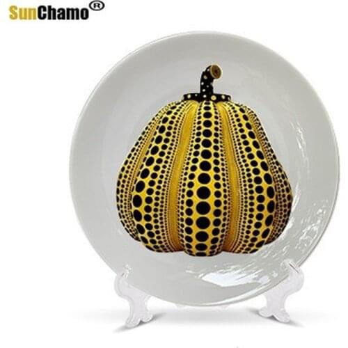 Pumpkin Decorative Hanging Plate Japanese-style Ceramic Colorful Dish for Home Decor House Background Exhibition Desk Display