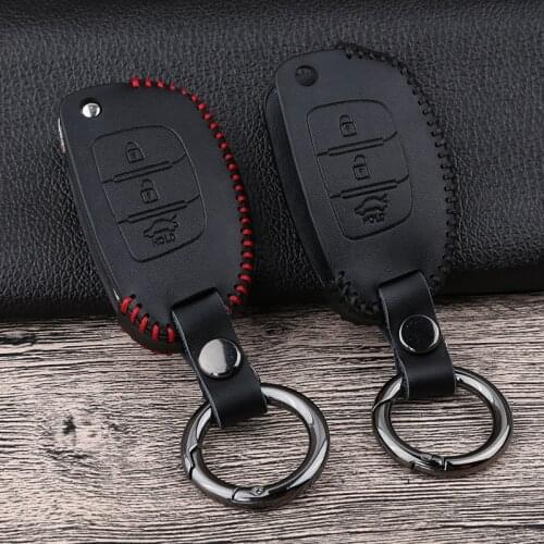 Leather Car Remote Key Cover Case For Hyundai Tucson Creta ix25 i10 i20 ix20 HB20 Elantra Sonata Mistra 2015 2016 2017 2018 2019
