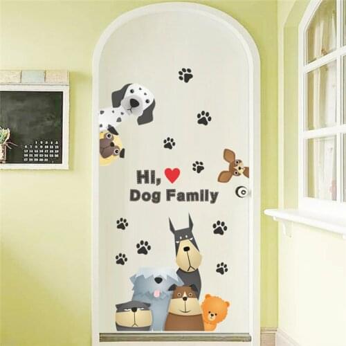 Lovely Dogs Wall Stickers Kids Room Decoration Diy Cartoon Puppy Animals 3d Decorative Mural Art PVC Home Decals Childrens Gift