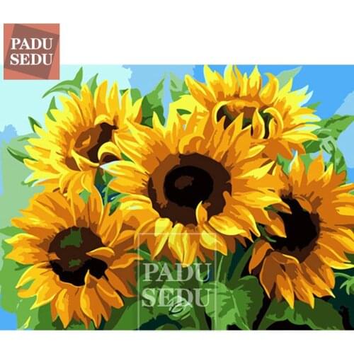 5d DIY Diamond Embroidery Cross Stitch Kits Sunflowers Picture Diamond Painting Full Round Set Flowers Crystal Mosaic Decor Room