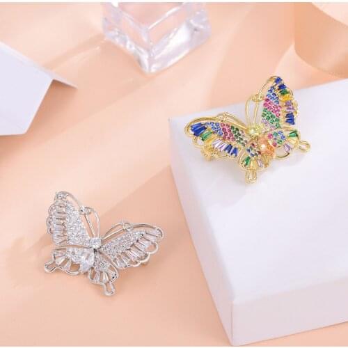 Newful White Zircon Butterfly Brooches For Women Retro Copper Brooch Pins Fashion Clothing Jewelry accesorios mujer 2020