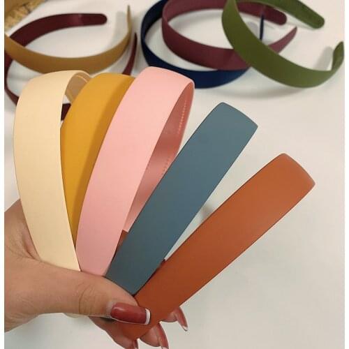 1PC Plastic Fashion Frosted Wide Headband Solid Hair Band Headwear Bezel Hair Accessories For Woman Satin Covered Resin Hairband