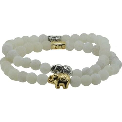Wholesale High quality Bracelets for Men ,Elastic Rope Multiple Color Natural Stone Stone with tiny Elephant Bracelets