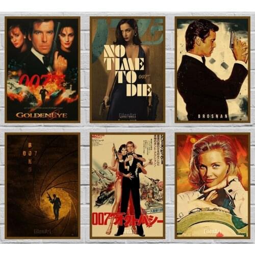 British Legend James Bond 007 Posters Retro Kraft Paper Poster Living Room Picture Bar Hotel Wall Art Painting 42X30cm