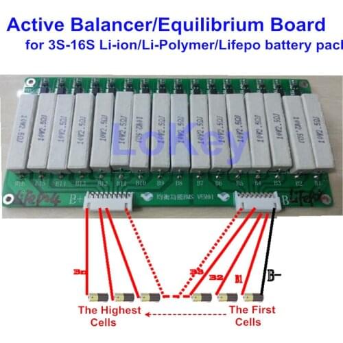 7s 10s 12s 14s 16s lithium lifepo4 battery equalization board 3s to 16S 60V 1000ma BMS 16S 48V 1500mA balance current balancer