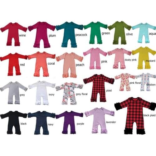 Holiday Baby Icing Ruffle leg Romper Newborn black&Red Buffalo Plaid pajama gowns baby Jumpsuit