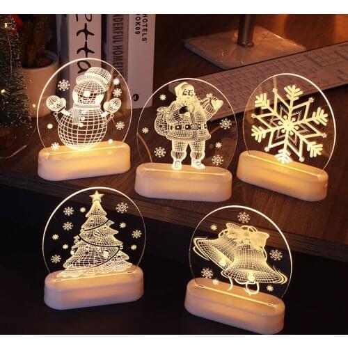 Merry Christmas Decoration for Home Garland LED Acrylic Night Lights Christmas Ornament Navidad Xmas Gift Happy New Year 2021