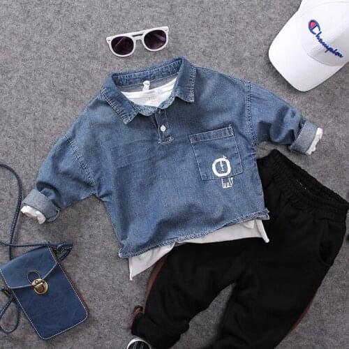 2 3 4 5 6 7 Years Boys Shirts Casual Korean Denim Shirt for Boy Toddler Kids Clothing Tops Baby Children Jackets Spring Autumn