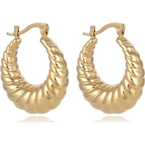 Hot Sale Charm Stainless Steel Croissant Hoop Earrings Fashion Metal 18 K Round Earrings For Women Summer 2021 Gift Accessories